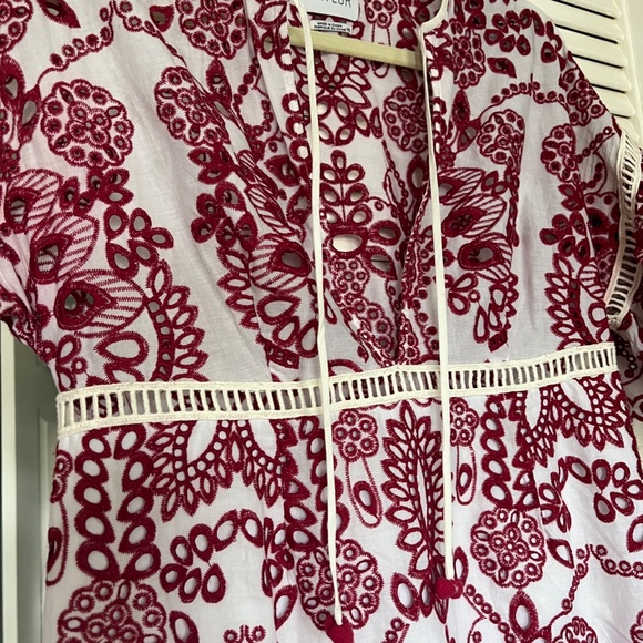 Saylor Embroidered Eyelet Red Dress size XS - Picture 7 of 9